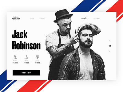 Barbershop site concept barber barbershop branding concept design minimal simple sketch ui web website