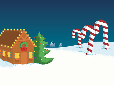 Christmas Village candy cane christmas christmas tree illustration lights snow