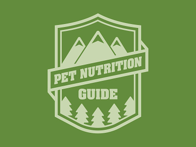 Pet Nutrition Guide badge dog dog food guide illustration mountains nutrition pet trees