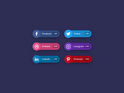Daily UI Challenge #010 - Social Share button daily ui design dribbble facebook instagram linkedin pinterest share social social media social share twitter