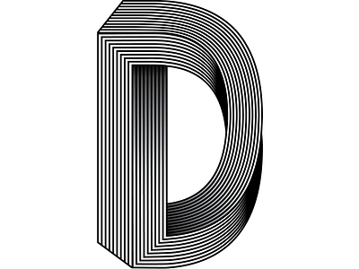 I'm-Possible D 3d alphabet black and white branding d d letter graphic design illustrator lines artwork logo vector