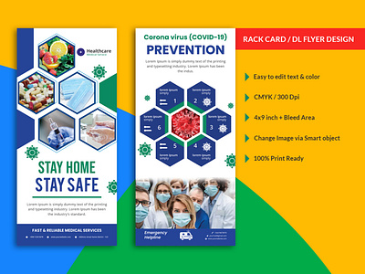 Novel Corona virus Prevention Rack card DL Flyer Design