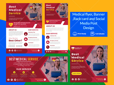 Healthcare & Medical Flyer, Rack Card and Web banner business business flyer business flyer design corona virus design flyer graphic design logo designer signature logo t shirt design vintage logo website design