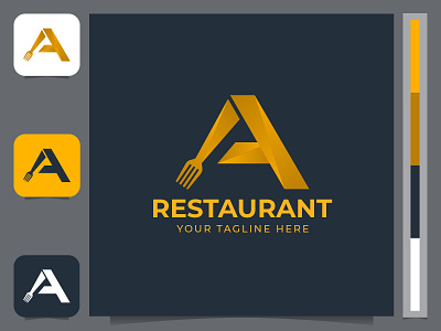 Creative fork with letter A logo Design for restaurant company a icon a letter a letter logo a logo a restaurant logo abstract branding food fork graphic design icon logo logo design logo grid logo mark modern logo restaurant logo