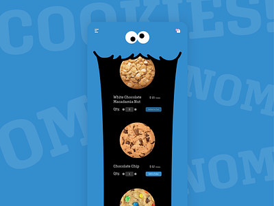 Daily UI 043: Food/Drink Menu 043 app cookie cookie monster dailyui design dessert ecommerce menu mobile online ordering sesame street ui ux