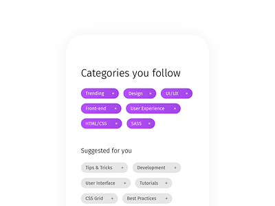 Daily UI 099: Categories 099 add categories category dailyui delete design follow subscribe tags ui ux