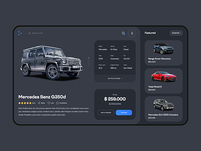Car E-Commerce Website Product Screen