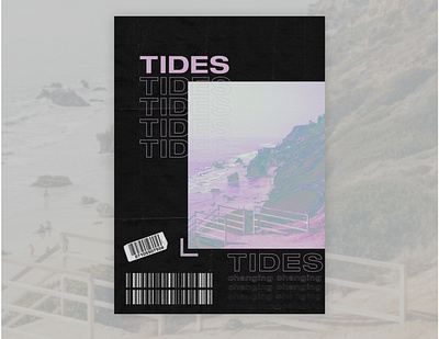 Tides Poster acid design beachy grunge poster