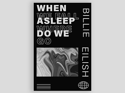 Billie Eilish Album Poster black white music poster typography