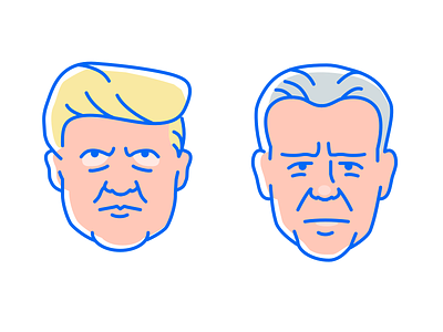Donald Trump & Joe Biden portraits 2d artwork biden clean donald election flat icon illustration joe lineart portrait president presidential trump vector
