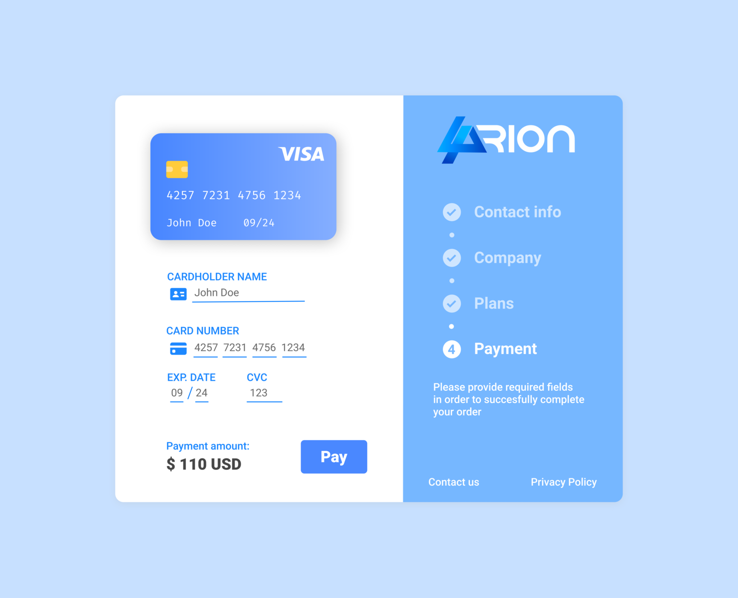 Credit Card Checkout Form By Luis Miguel Arroyave On Dribbble 9426