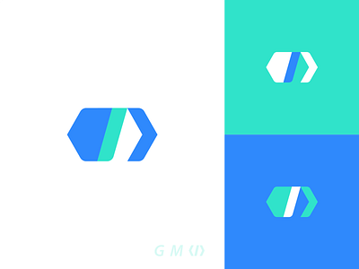 G + M + </> Monogram blue branding concept dev flat g green logo m monogram portfolio process ui