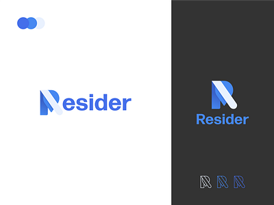 Resider redesign app blue branding concept flat icon logo logodesign logomark logotype minimalist monogram palette process r redesign rental rentalapp resider typography