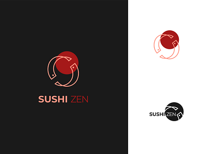 SUSHIZEN logo brand branding dark fish food japan logocore logomark logotype mark monogram process red restaurant restaurant branding s sushi sushi zen sushizen wordmark
