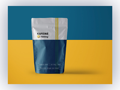 Kafeine coffee brand blue brand brand packaging branding coffe flat logo logodesign medical packaging warmup yellow