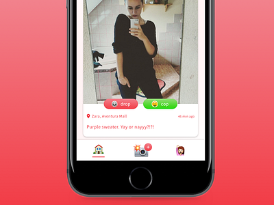 Cop or drop – Emoji Nav app camera emoji feed gradient mobile photo photos shopping social swipe