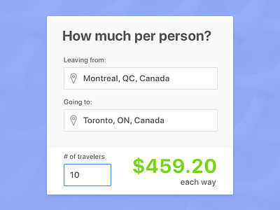 Simple trip estimator blue calculator location locations prices pricing travel