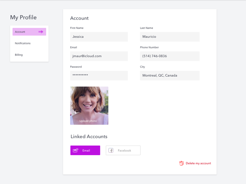 Settings - Profile Page (2) settings profile dailyui