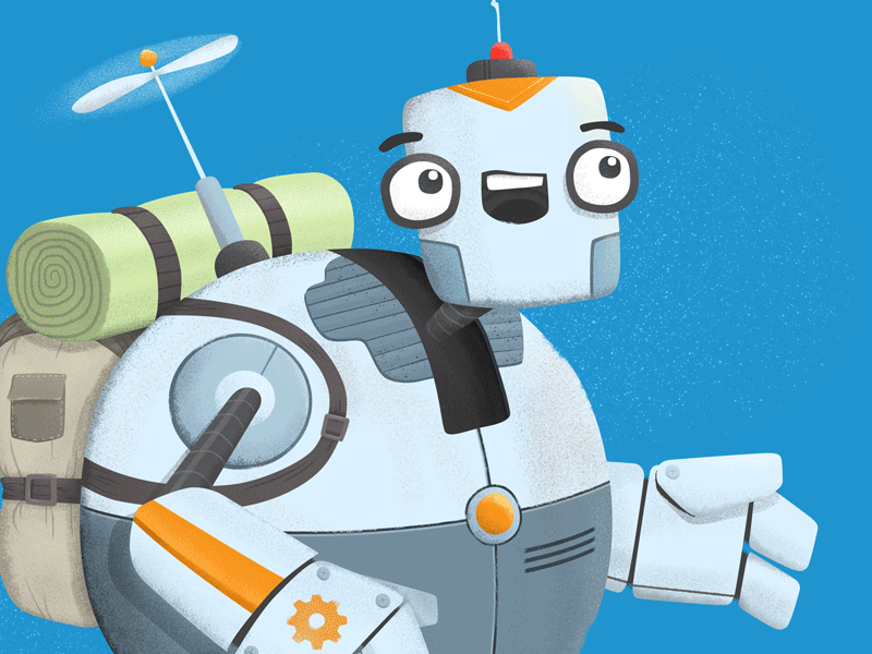 Explorer Bot Process robot droid sketch process backpack