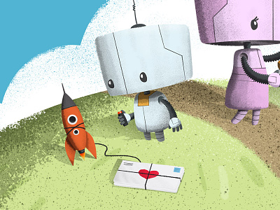 And More Robots illustration mail robots rocket