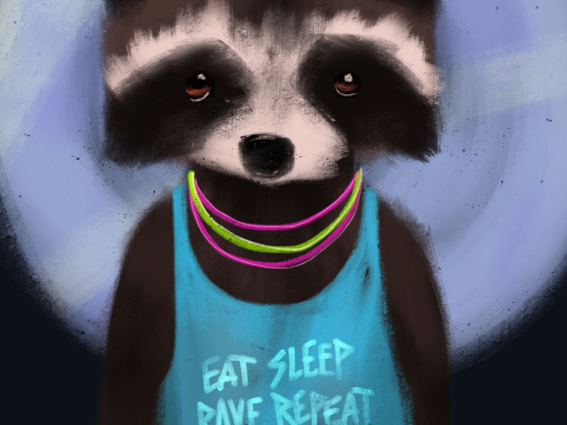 Rave Raccoon glowsticks raccoon rave
