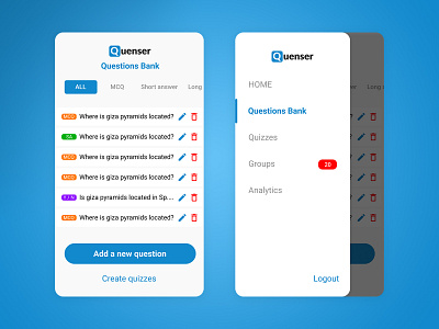 Quenser - Quizzing app