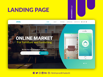 Landing Page - Efrshly app augmented ecommerce furnishing furniture landing market reality ui web