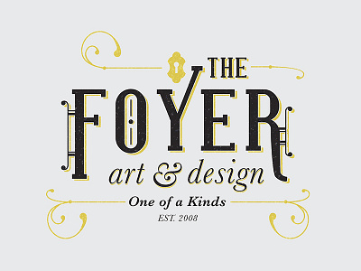 The Foyer art black boutique branding design gold grey logo typography weathered