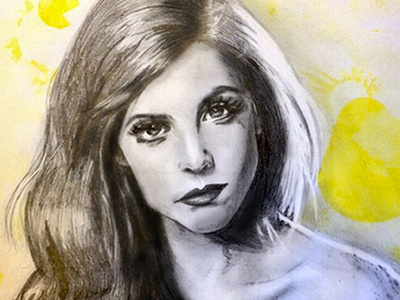 Portrait247 eyes girl illustration pencil portrait sketch yellow