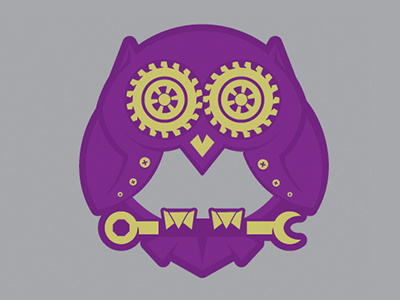 Tin Owl gears grey identity illustration logo metal owl steam punk vector yellow