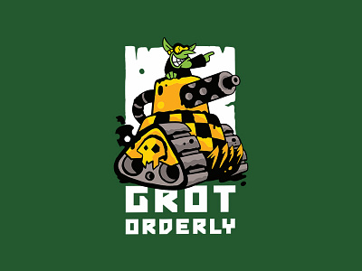 Grot Orderly Logo cartoon design game goblin logo miniature ork tank warhammer