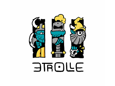 3 Trolls Logo board boardgame cartoon cartoon comic fantasy geek illustration kids logo tabletop top