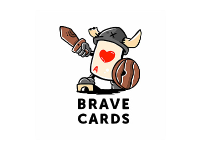Brave Cards Logo card game cards cards design cardstock cartoon game ideas illustration logo logotype vector viking