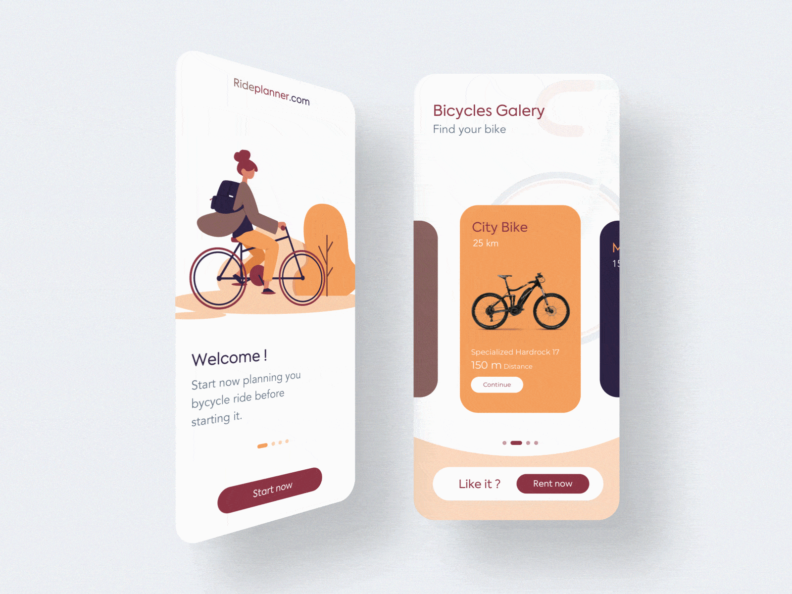 Rideplanner app bicycle mobile design ui uidesign uiux