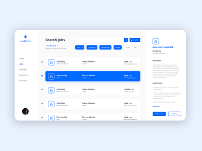Job's Page for Physicians App @design ui uiux web