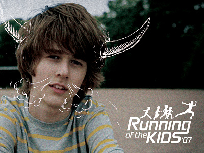 Running of the Kids ad illustration logo print silhouette