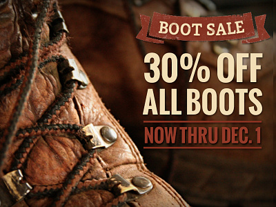 Boot Sale ad brown dark retail rich rugged sale typography