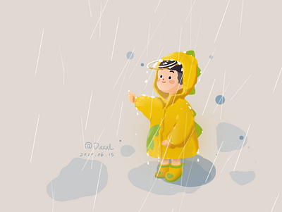 it's raining boy cute design illustration rainy
