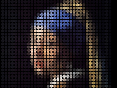 Vermeer's painting "Girl with a Pearl Earring" into dots. app dots dotted flat freebie girl illustration painting pearl points poster spot vector vermeer