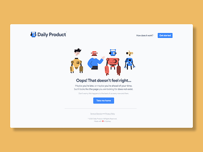 Daily Product 404 Error Page daily product design illustration landing page landing page design minimalist product product management robot web design web dev