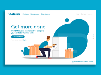 Airtasker Landing Page UI Concept airtasker minimilist ui ux web design web dev website