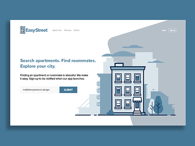 EasyStreet Landing Page UI concept landing page login social ui ux web dev website