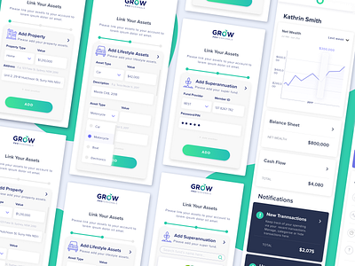 GROW Professionals Registration Screens dailyui finance finance app fintech ios property registration startup super ui ux