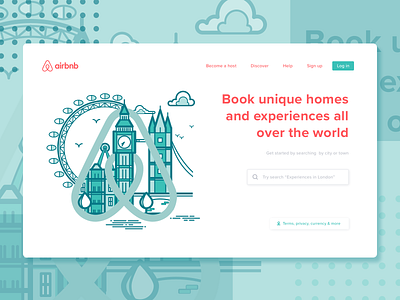 Minimalist Airbnb Landing Page airbnb app booking concept dailyui hotel illustration landing page london minimalist search startup ui uk ux web design website