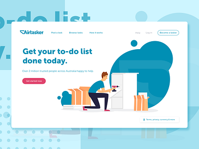 Minimalist Airtasker Landing Page airtasker concept dailyui design illustration landing page minimalist startup ui ux web design website