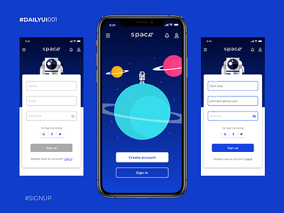 Sign Up - Daily UI #001 form inspiration mobile app planet sign up sign up page space ui. uidaily uidesign