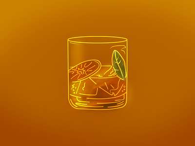Old Fashioned drawing gold illustration whiskey