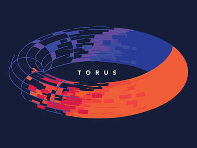 Torus blue death star illustration illustrator orange purple shirt torus wireframe