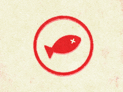 x_x dead dead fish icon red stamp x