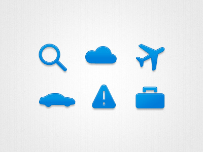 Travelin' airplane blue briefcase car case cloud icons luggage plane search travel warning